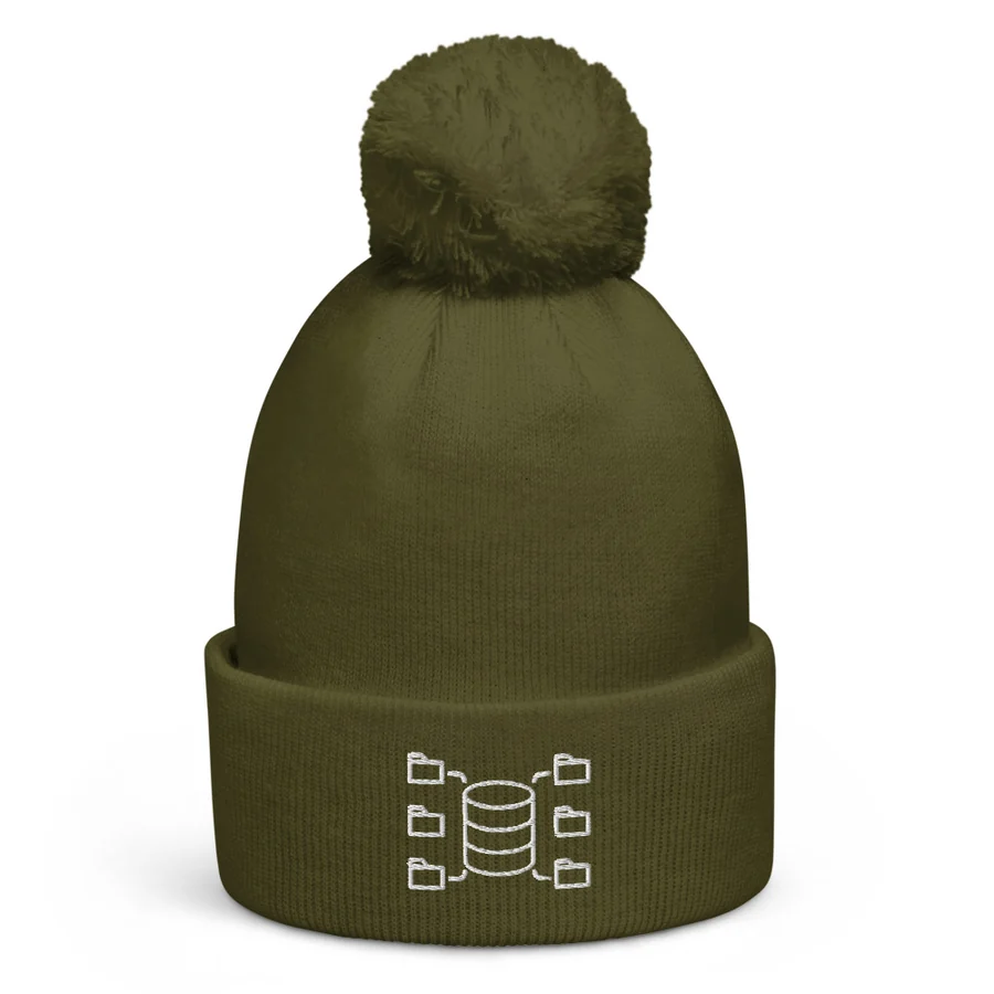 Database Pom Beanie in Moss Green