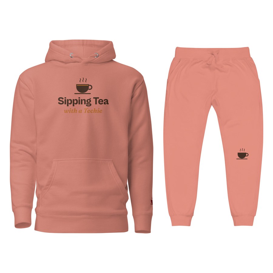 Rose Lounge Set in Dusty Rose / Coral, Sipping Tea with a Techie design