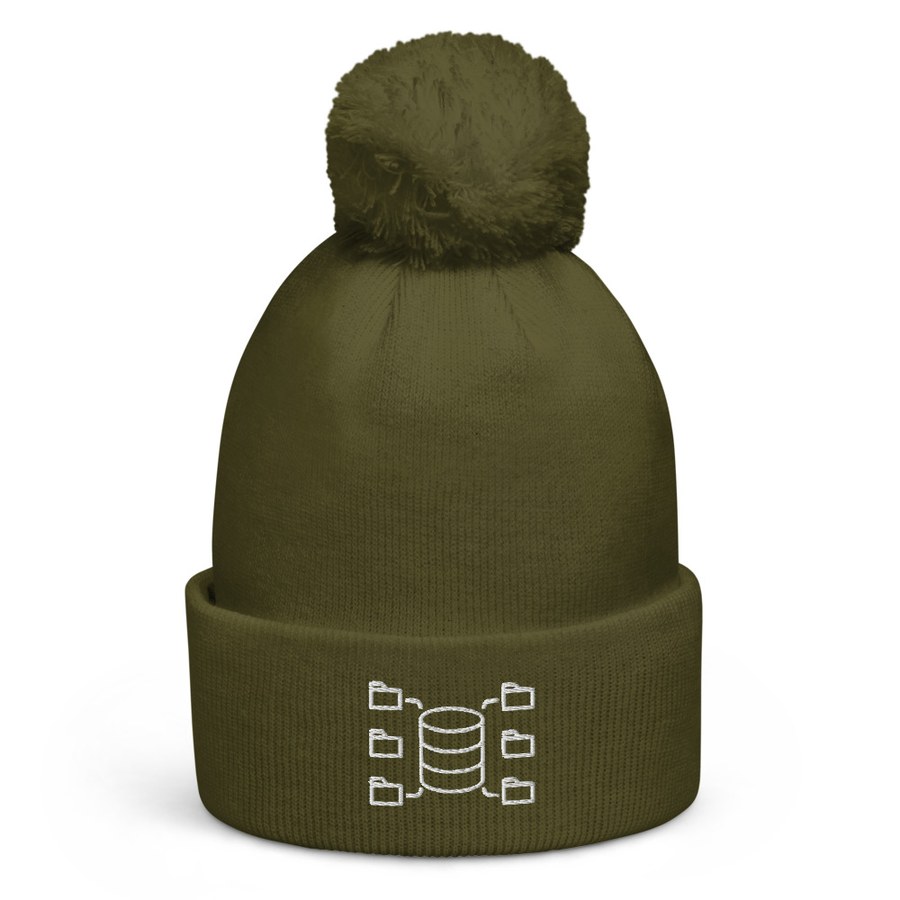 Database Pom Beanie in Moss Green, The Data Guys™ design