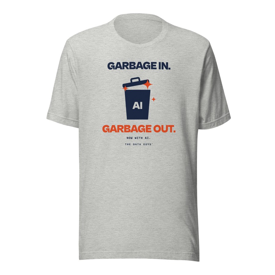 Garbage In, Garbage Out Tee in Athletic Heather, Hot Takes by The Data Guys™ design