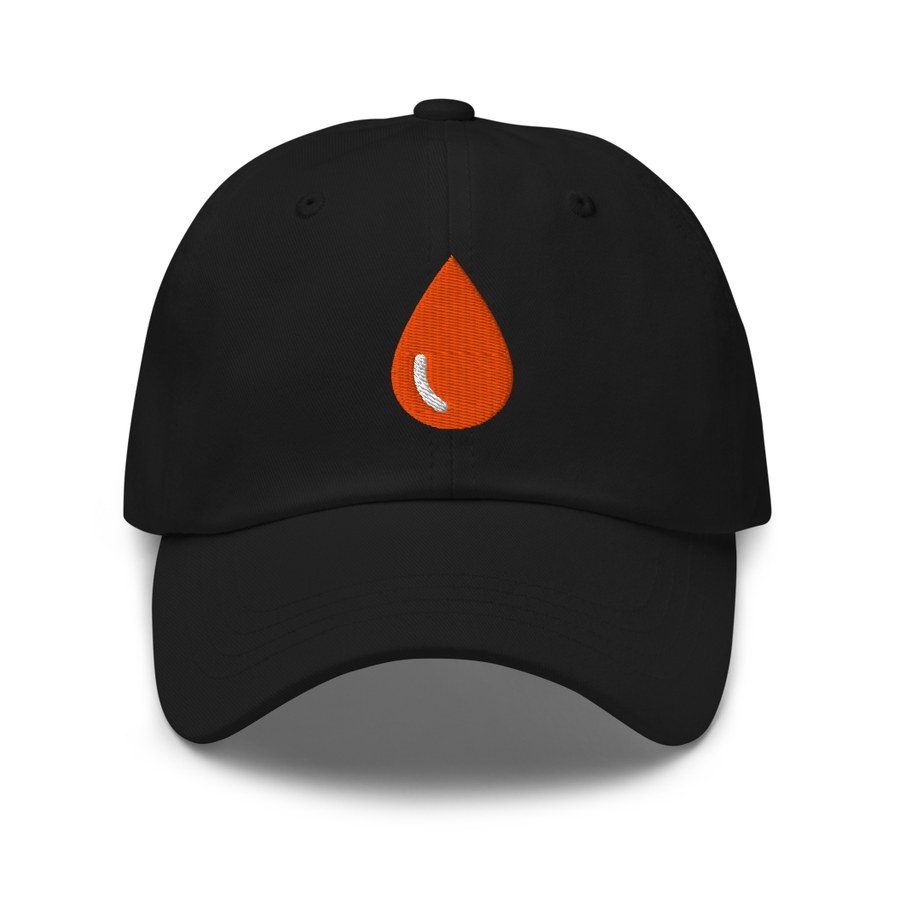 Oil Drop Dad Hat in Black, Hot Takes by The Data Guys™ design