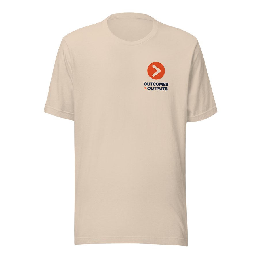 Outcomes Over Outputs Tee in Soft Cream, Hot Takes by The Data Guys™ design