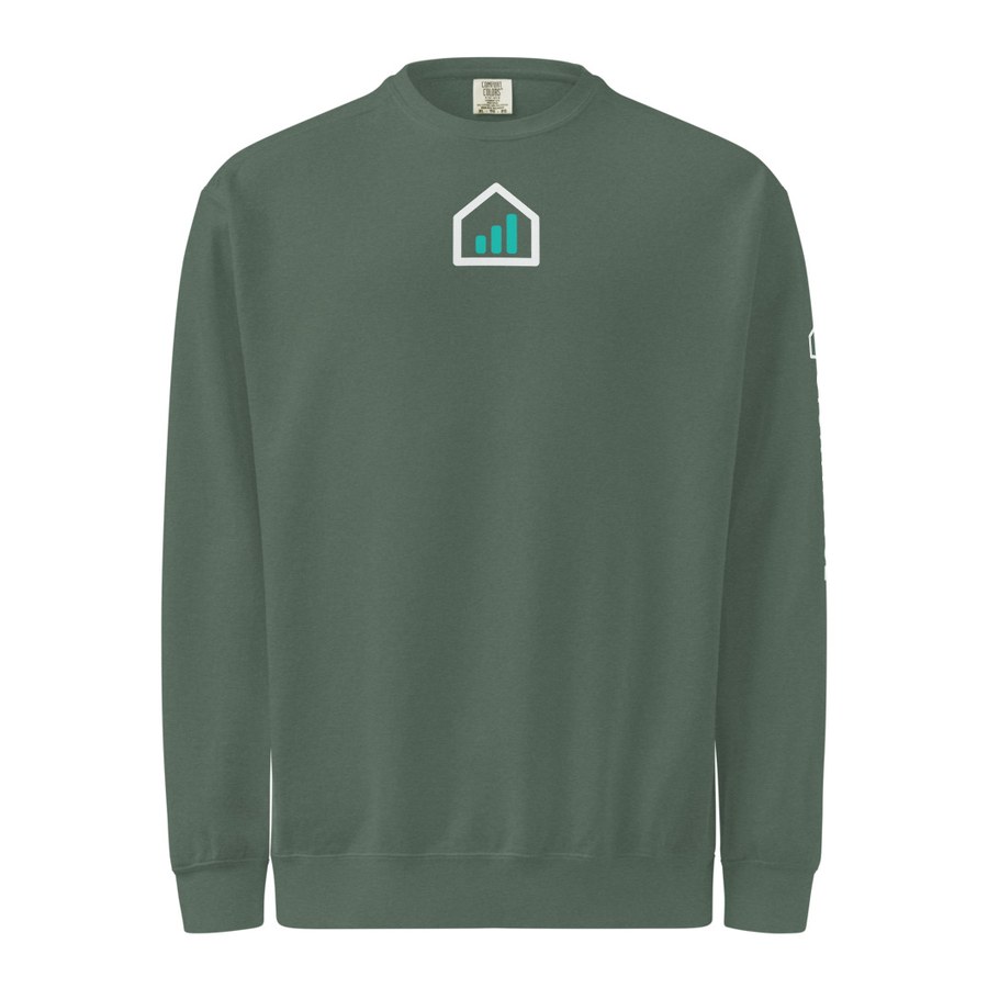 Outcomes Crewneck in Blue Spruce, Storyhouse design