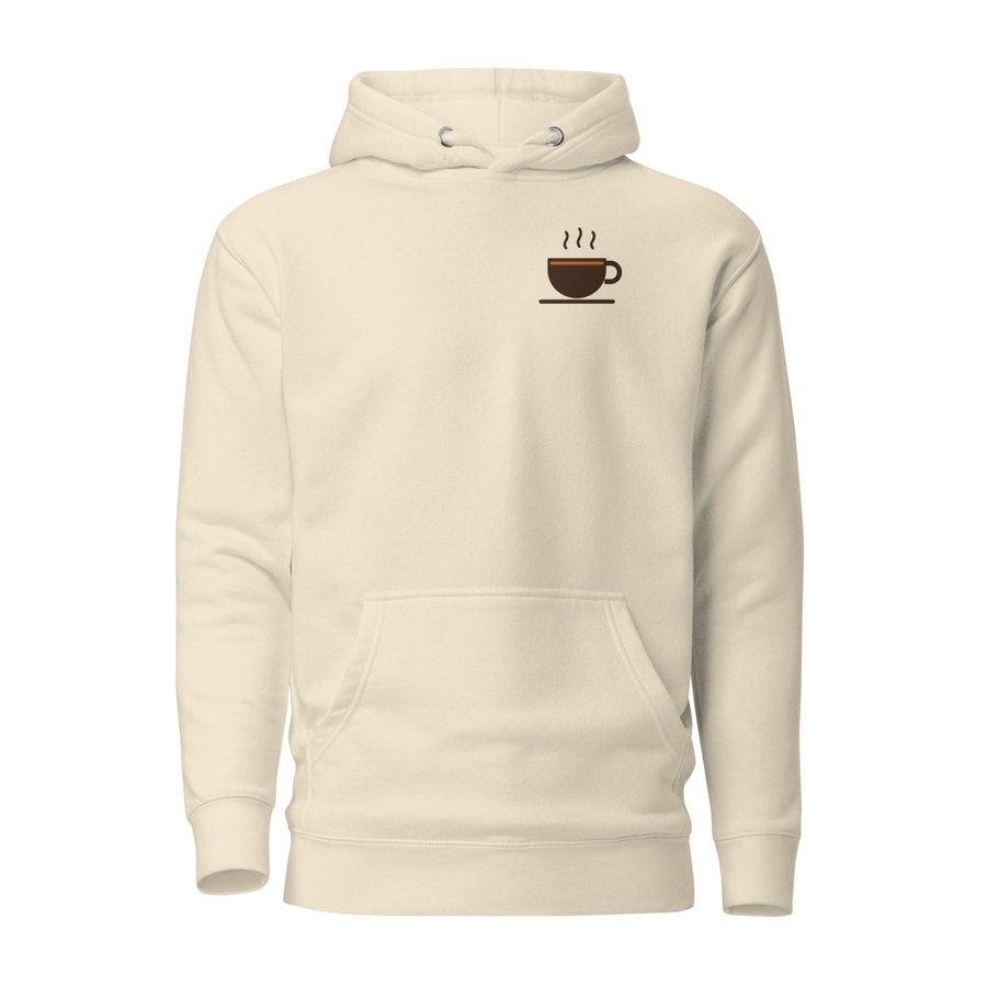 Sip Slow Hoodie in Bone, Sipping Tea with a Techie design