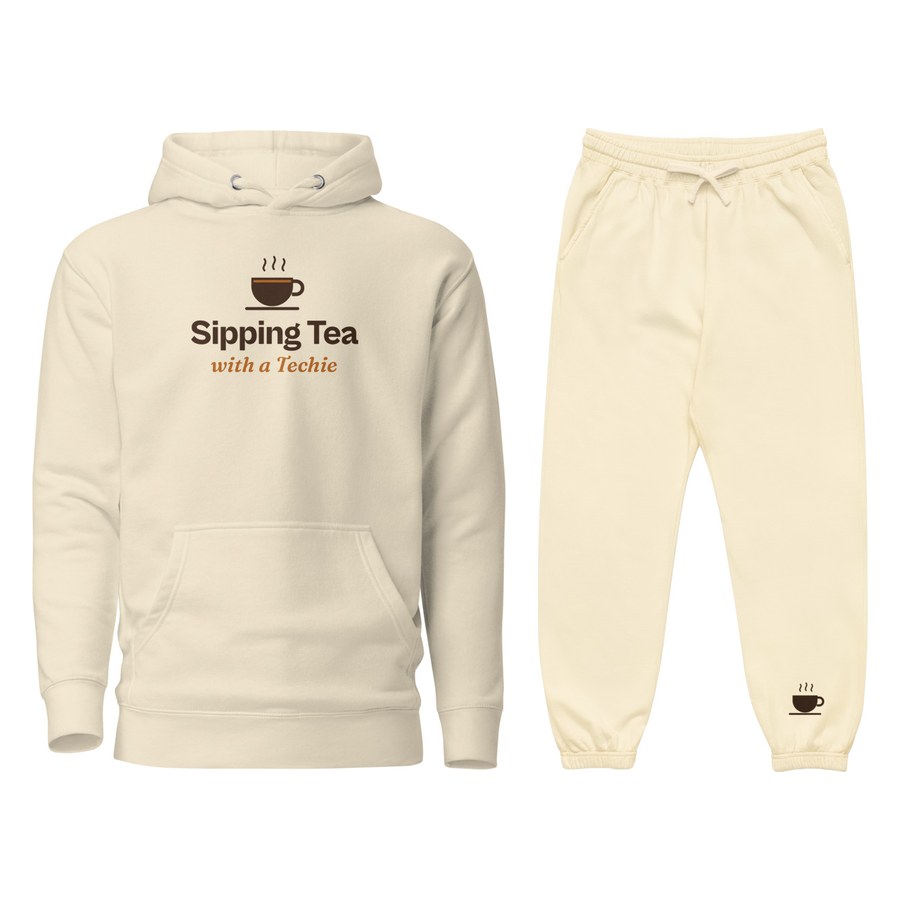 Tea Time Lounge Set in Bone / Ivory, Sipping Tea with a Techie design